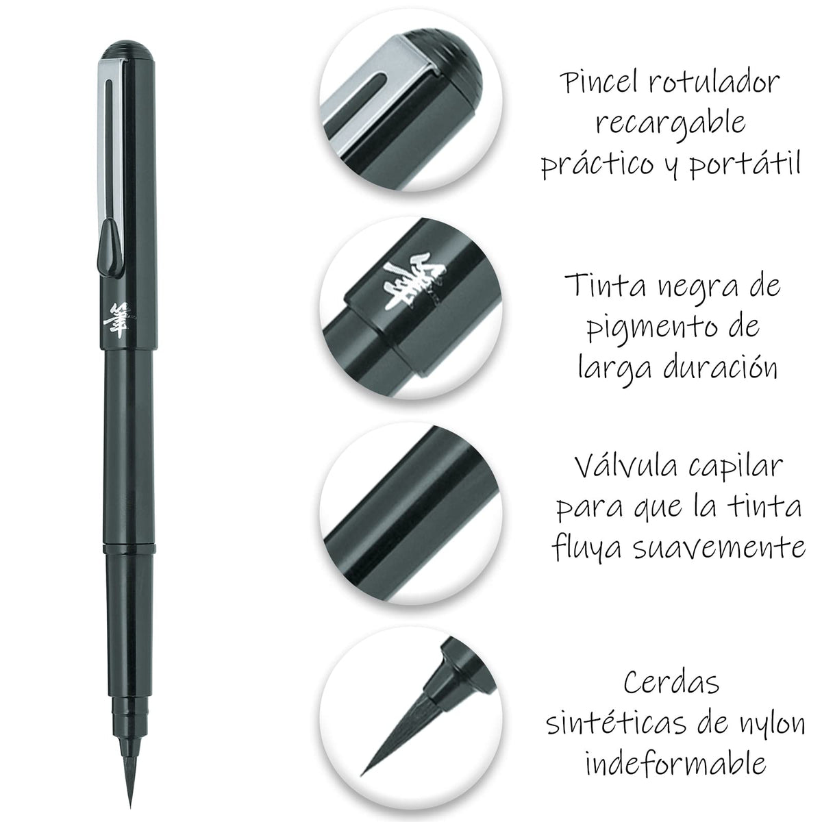 Pincel de Bolsillo Tinta Negra Profesional Pentel Arts-GFKP3BP-A