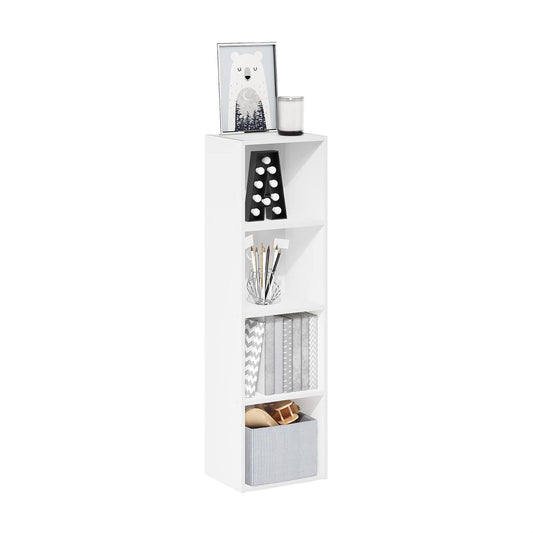 Furinno Pasir Estantería Moderna de 4 Niveles con Repisas Abiertas, 22.9 cm x 30.5 cm x 106.7 cm, Blanco