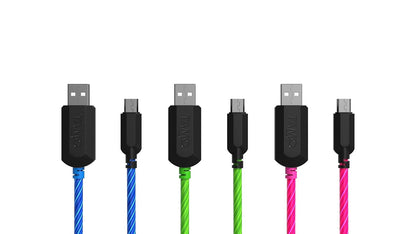 TAMO, TA-CHMUSB-B, Charging Micro USB Cable Charge n' Glow Light Up, 3', Blue