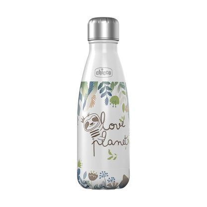 Chicco - Botella de agua aislada al aspiradora de doble pared de acero inoxidable, 17 onzas, acero inoxidable de grado alimenticio, apertura de boca ancha, a prueba de fugas y sin sudor, perezoso, más