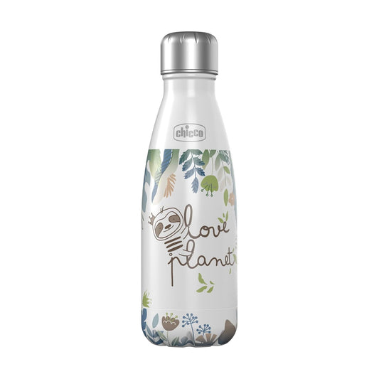 Chicco - Botella de agua aislada al aspiradora de doble pared de acero inoxidable, 17 onzas, acero inoxidable de grado alimenticio, apertura de boca ancha, a prueba de fugas y sin sudor, perezoso, más