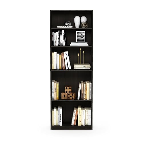 Furinno Jaya Librero Organizador de 5 Estantes para Sala, Oficina o Recámara, Color Espresso
