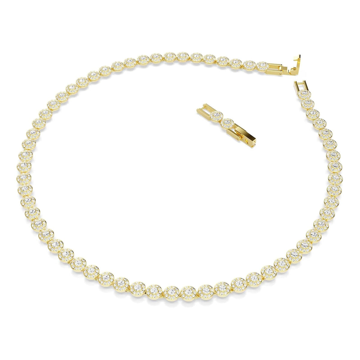 Collar Angelic de Swarovski Una, corte redondo, pequeño, blanco, baño de oro