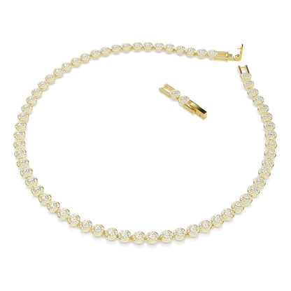 Collar Angelic de Swarovski Una, corte redondo, pequeño, blanco, baño de oro