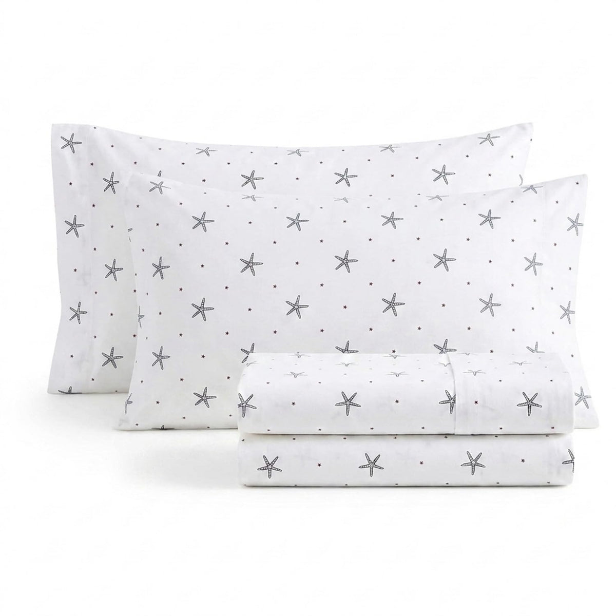 Nautica - Juego de sábanas de algodón percal con Funda de Almohada a Juego, crujiente y Fresco, Esencial para recámara (Star Spangled Coastal Navy)