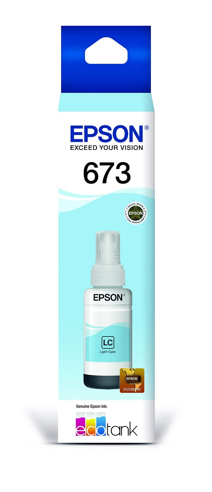 Epson Cartucho de Tinta Color Cyan Light para XP-702, T673520, Talla Unica, Cian + C13T673220 Cartucho de Tinta Color Cyan para L800, L1800, T673220, Talla Unica, Cian