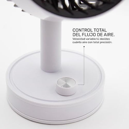 Ventilador Personal Recargable Taurus Pocket | Portátil y Compacto 4.5” | 3 Aspas | Cabezal Ajustable | Batería USB Tipo C | Flujo de Aire Directo | Ideal para Escritorio, Recámara y Oficina