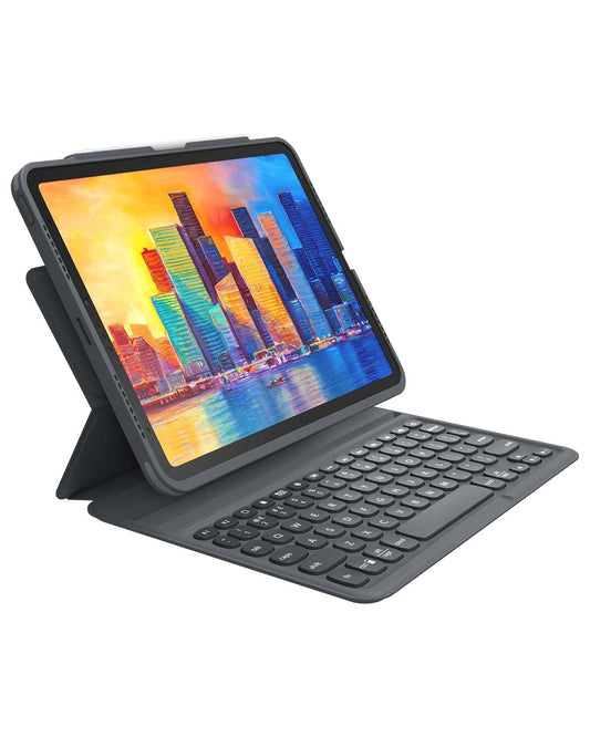 ZAGG Pro Keys - Funda Desmontable y Teclado inalámbrico para Apple iPad Air 10.9, Bluetooth multidispositivo, Teclas retroiluminadas, Soporte para lápiz Apple, protección contra caídas, Color Negro