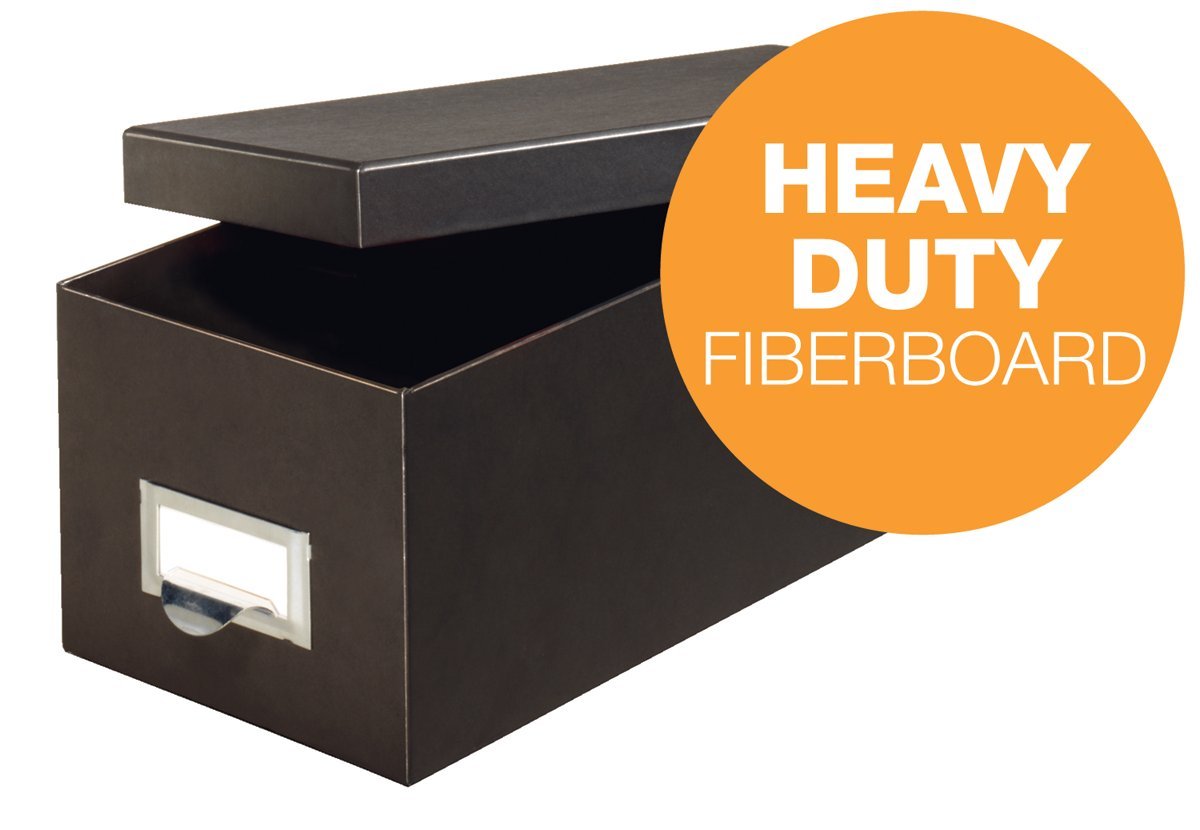 Globe-Weis Fiberboard Caja de almacenamiento de tarjetas de índice, Negro sólido, 3 x 5 pulgadas