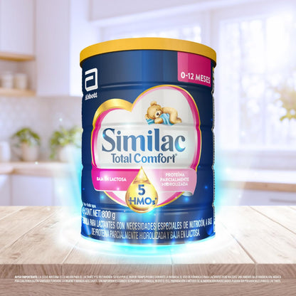 Similac Total Comfort 1 Formula Baja en Lactosa de 0-12 meses Pack 2x800g | Fórmula Etapa 1 para lactantes con necesidades especiales de nutrición a base de proteína parcialmente hidrolizada