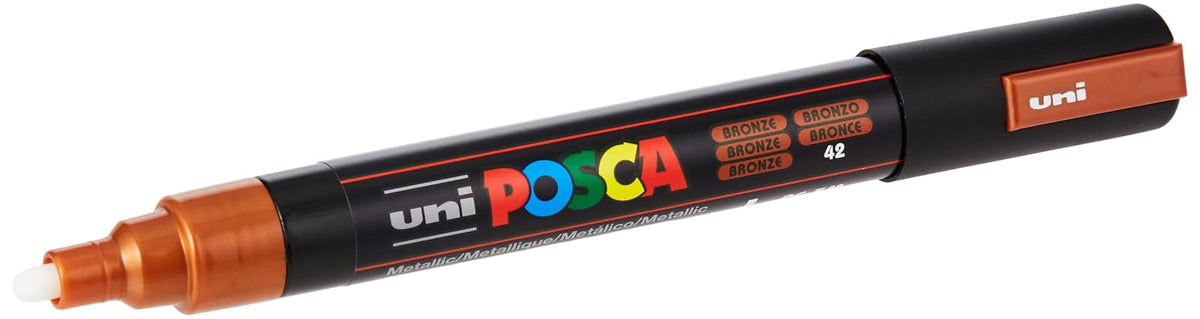 Posca - Juego de 8 marcadores de pintura medianos, 5 m, tonos metálicos, dorado, plata, bronce, azul, verde, rojo, rosa, violeta