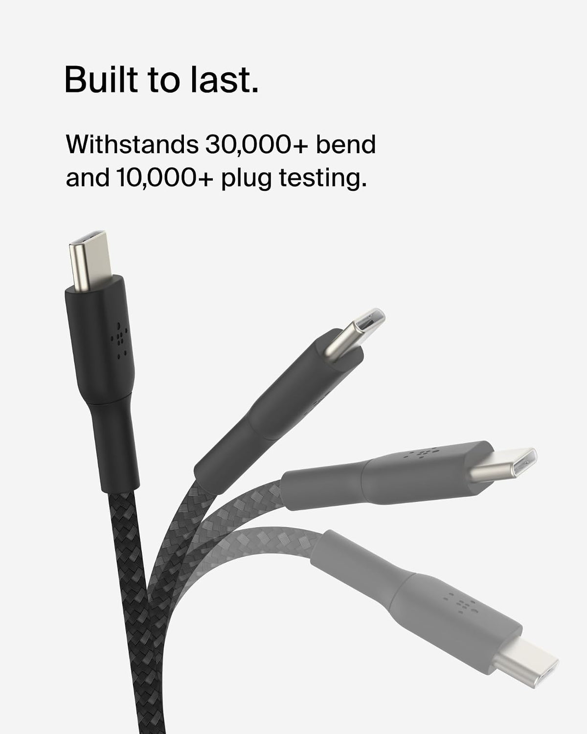 Belkin BoostCharge Cable trenzado USB-C a USB-C (2 M/6.5 pies) para iPhone 16, iPhone 16 Pro, iPhone 16 Pro Max, Galaxy S25, S24, Note, Pixel 9 y 8, iPad Pro, Nintendo Switch 2 y más, color negro