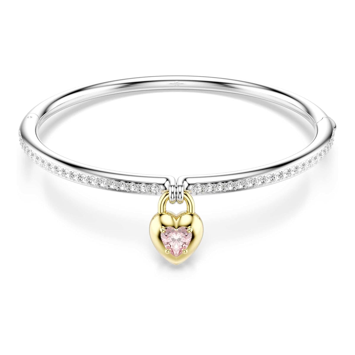 pulsera Swarovski Idyllia, corte mixto, corazón, rosa, acabado de metal mixto