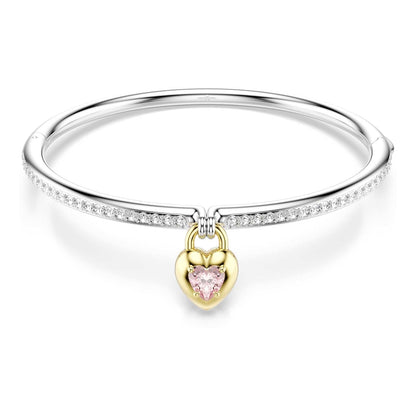 pulsera Swarovski Idyllia, corte mixto, corazón, rosa, acabado de metal mixto