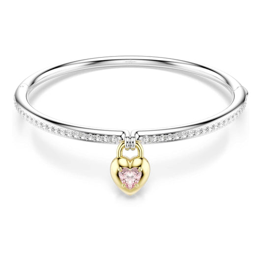 pulsera Swarovski Idyllia, corte mixto, corazón, rosa, acabado de metal mixto