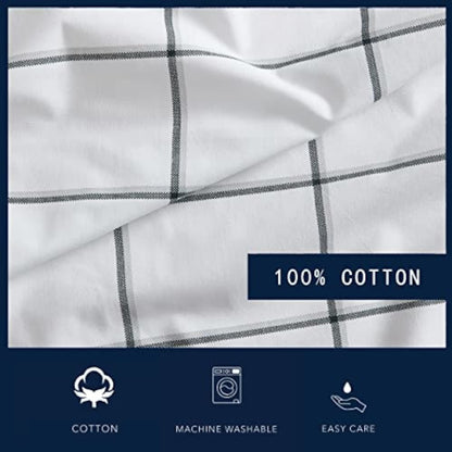 Nautica- Juego de sábanas Queen, Juego de Ropa de Cama de percal de algodón, crujiente y Fresco, Ligero y Transpirable (parcela Negra, Queen)