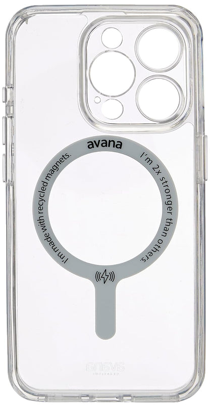 Avana Ice Funda con MagSafe Compatible con iPhone 15 Pro, Resistente a Caídas de 3m, Bisel Elevado, Protección Antimicrobiana - Transparente