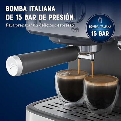 Oster Cafetera Compacta Espresso con 15 Bar y hasta 2 Espressos por Ciclo | Prepara espresso, cappuccinos y lattes, compatible con cápsulas Dolce Gusto, incluye accesorios,