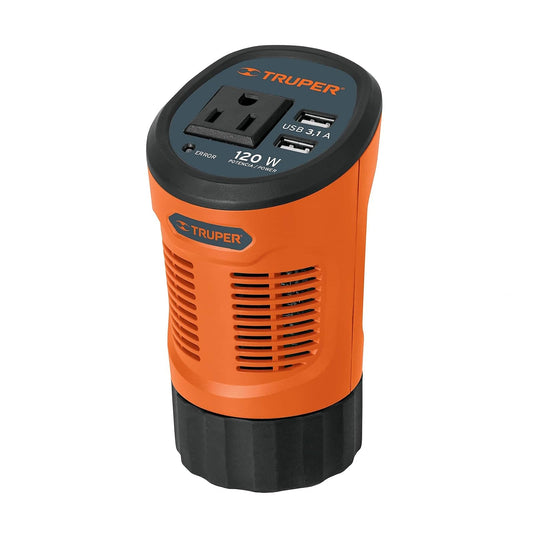 Truper INCO-120, Inversor de corriente 120 W tipo vaso 2 puertos USB