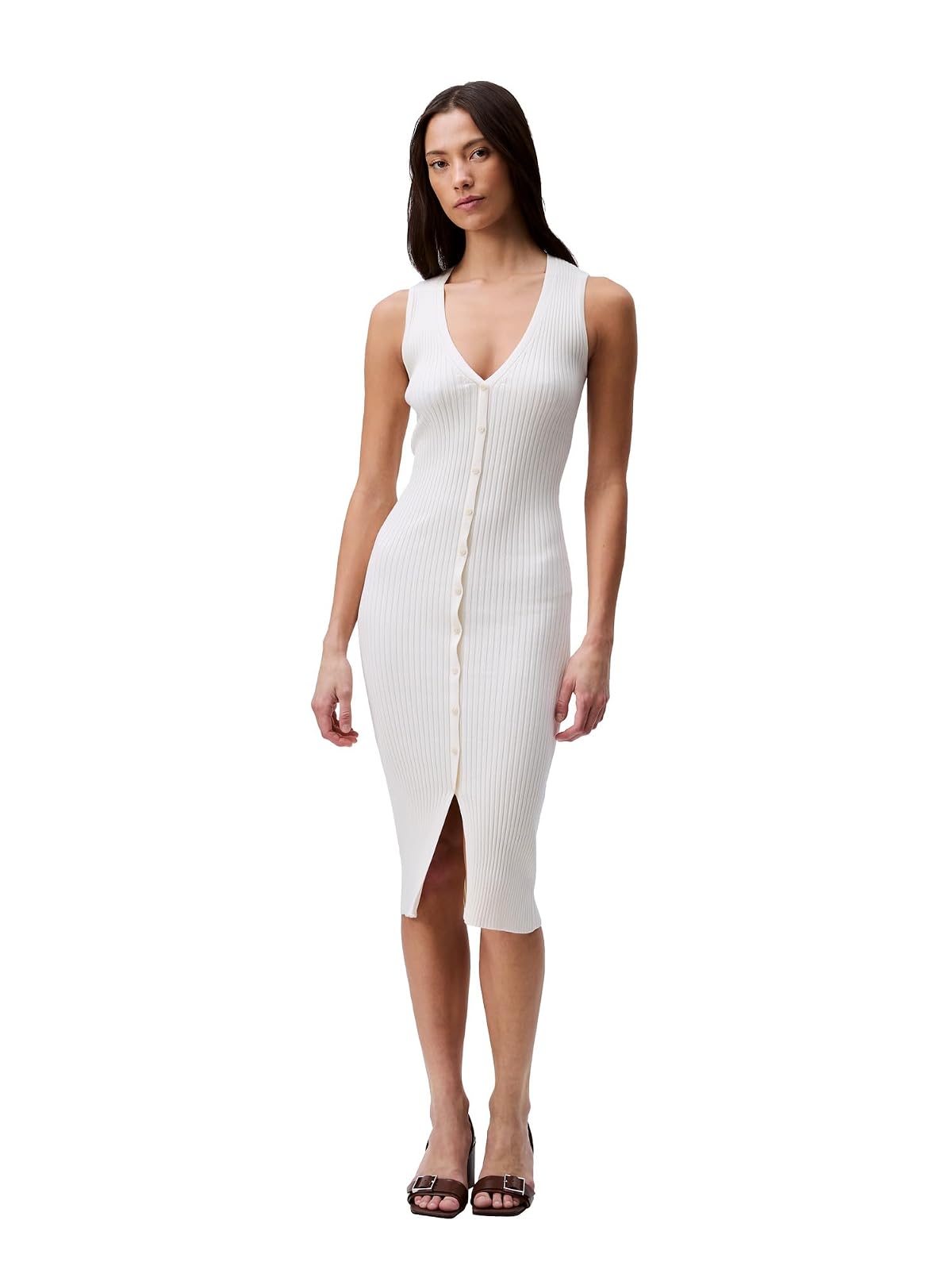 Calvin Klein Cotton Rib V-Neck Polo Dress Vestido Mujer