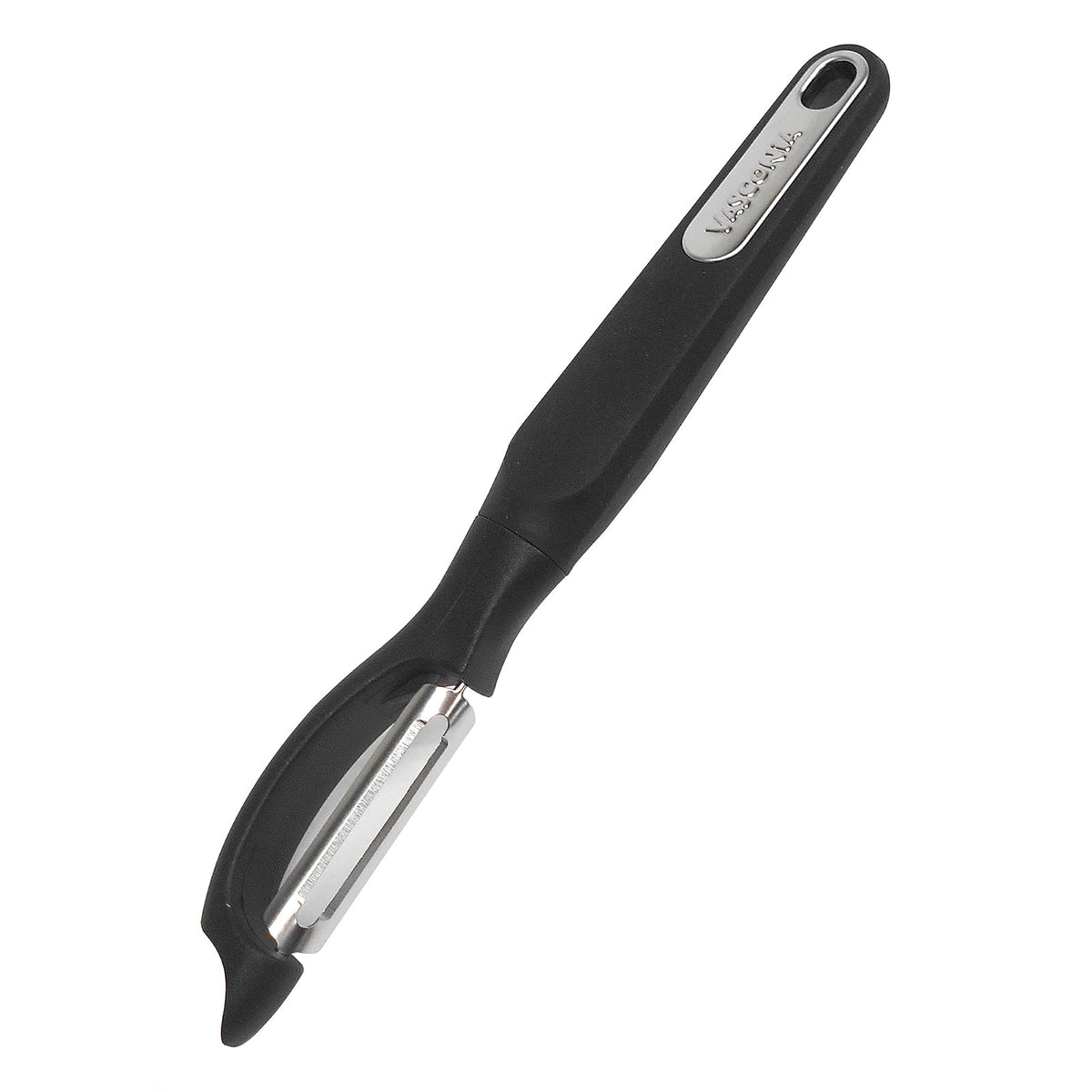 Vasconia - Exprimidor Grande de Limones Básicos Color Negro, Hecho de Aluminio Anodizado de Gran Resistencia + 4027693 Pelador en D de Frutas y Verduras, Negro, One Size