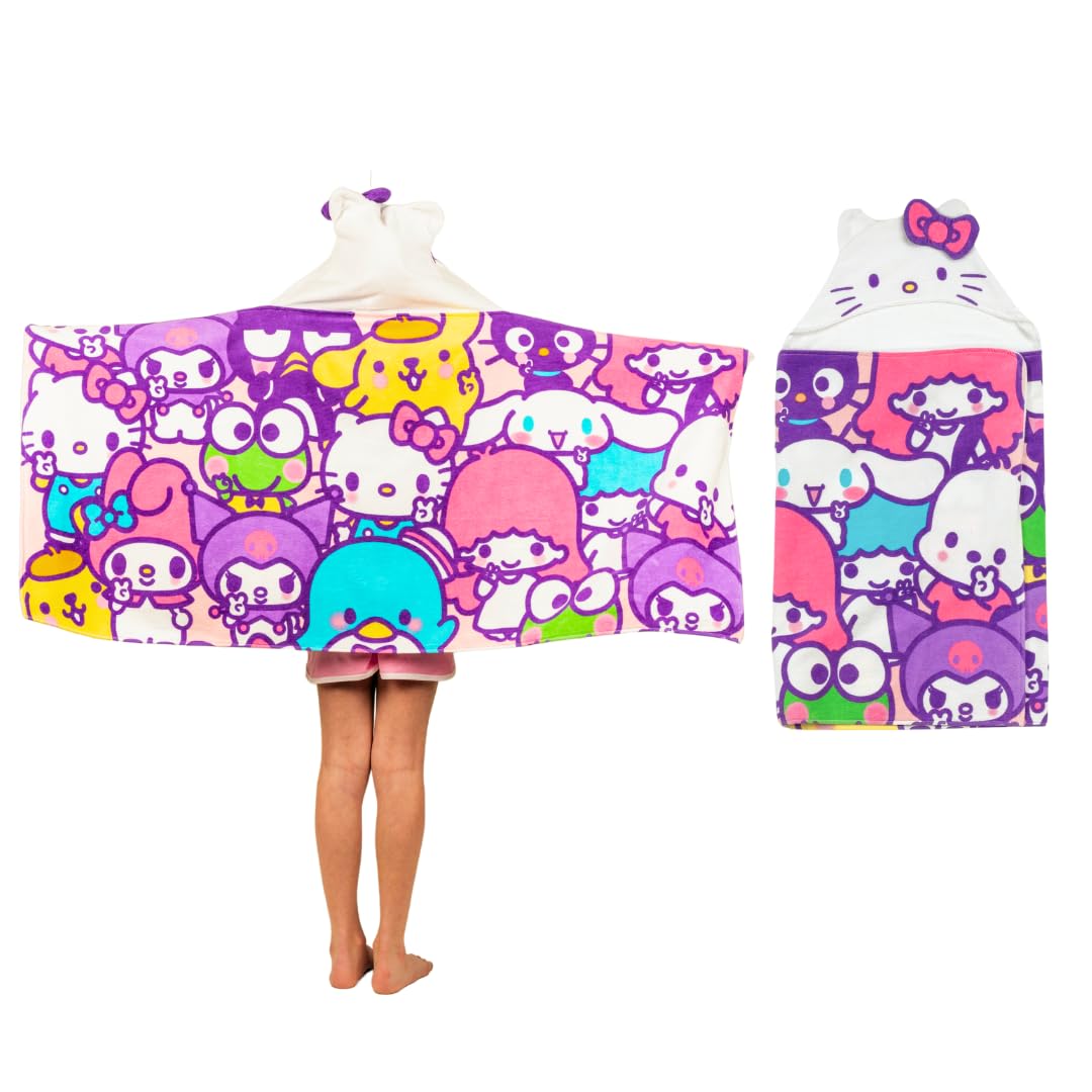 Hello Kitty & Friends - Toalla de Toalla de Rizo de algodón Suave súper Suave para baño/Piscina/Playa, 24 x 50 Pulgadas, (Producto Oficial de Licencia) por Franco - 24 in x 50 in - Hello Kitty y amigos