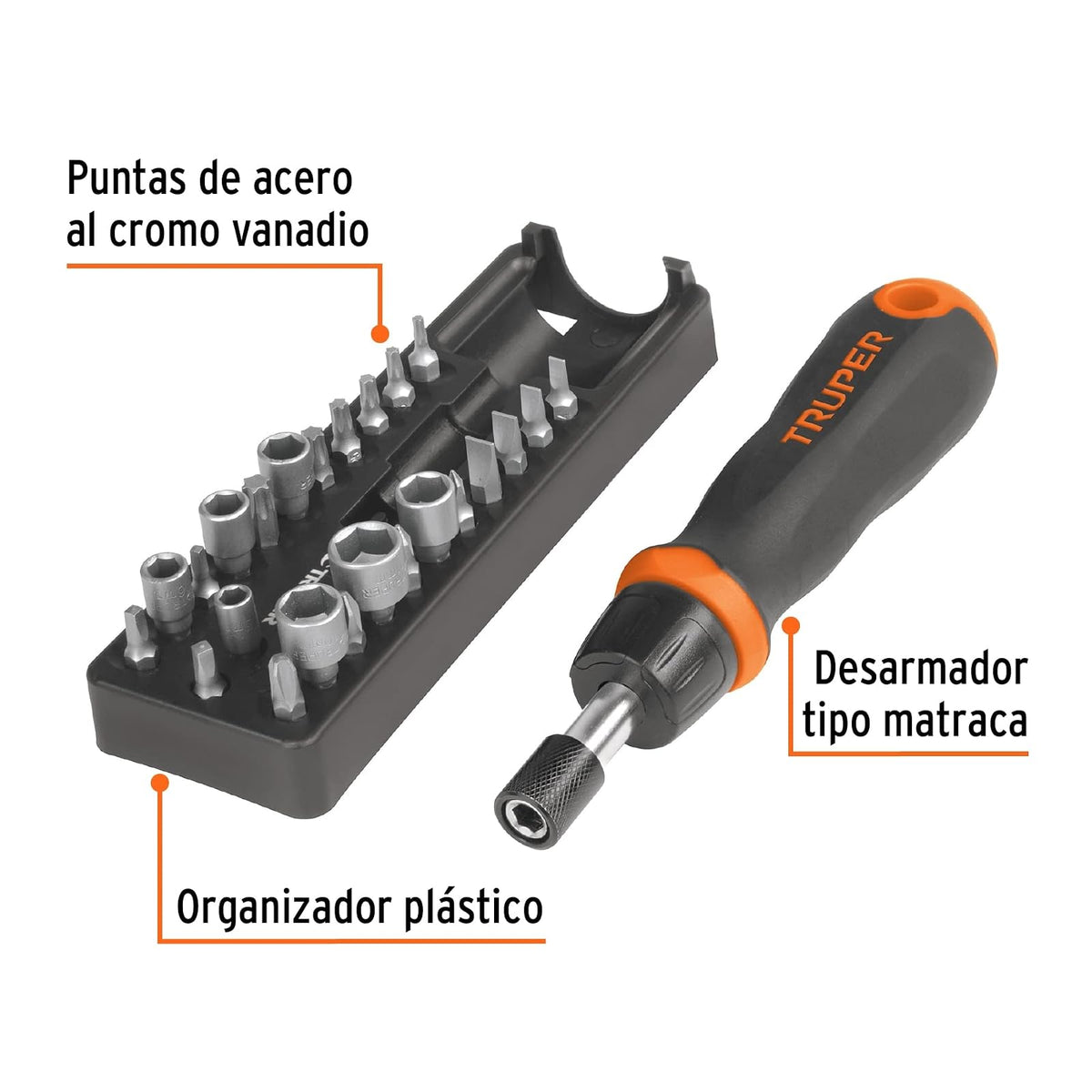 Truper JDM-24, Juego de desarmador tipo matraca, 24 piezas
