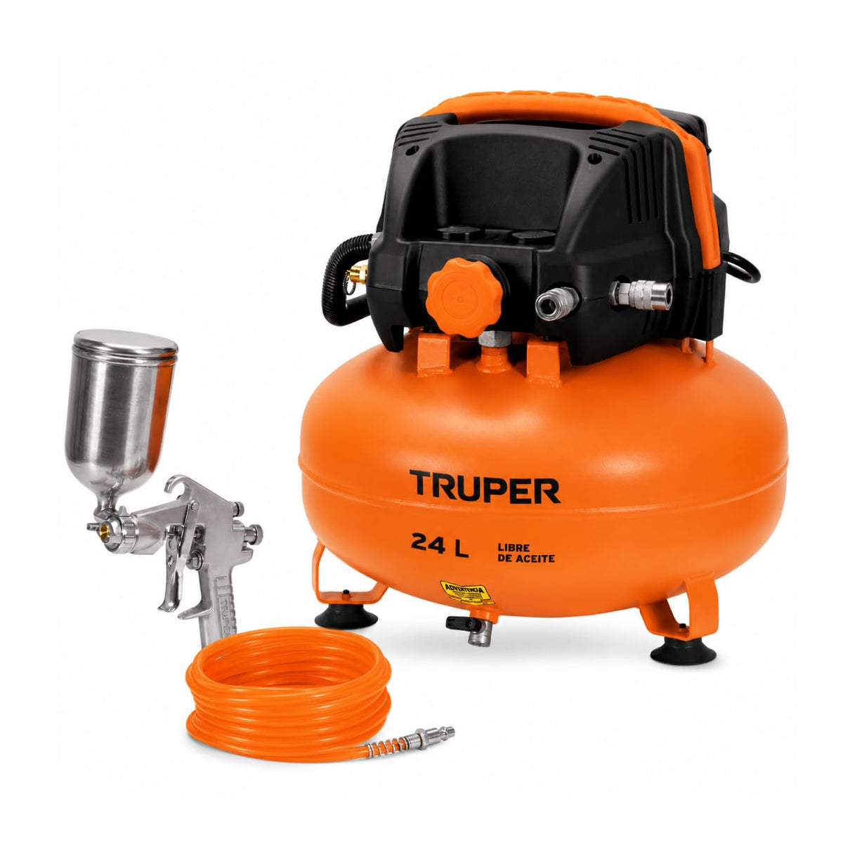 Truper COMP-KIT24S, Kit compresor libre de aceite 24 L, 2-2/3 HP con pistola y manguera