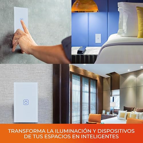 Tecnolite Connect - Apagador Inteligente Táctil WiFi 1 Circuito, Sin Cable Neutro, Compatible con App móvil, Alexa, Google y Siri, Interruptor Inteligente