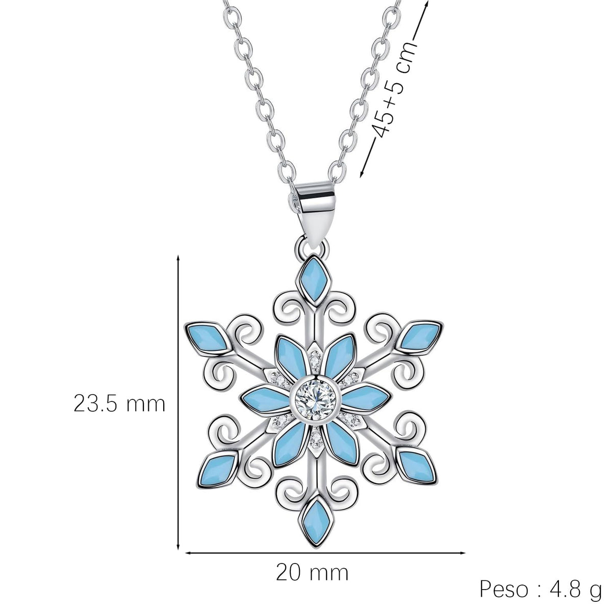 XYPHIELLE Collar de Copo de Nieve para Mujer, Dije de Circonitas Brillante, Collar de Plata, Regalo de Navidad para Novia Esposa Mamá