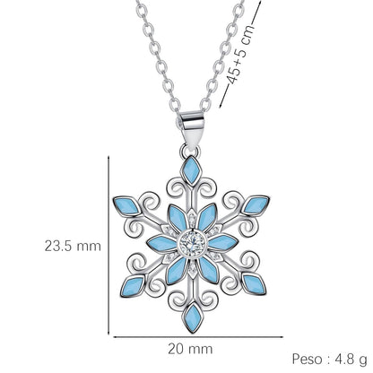 XYPHIELLE Collar de Copo de Nieve para Mujer, Dije de Circonitas Brillante, Collar de Plata, Regalo de Navidad para Novia Esposa Mamá