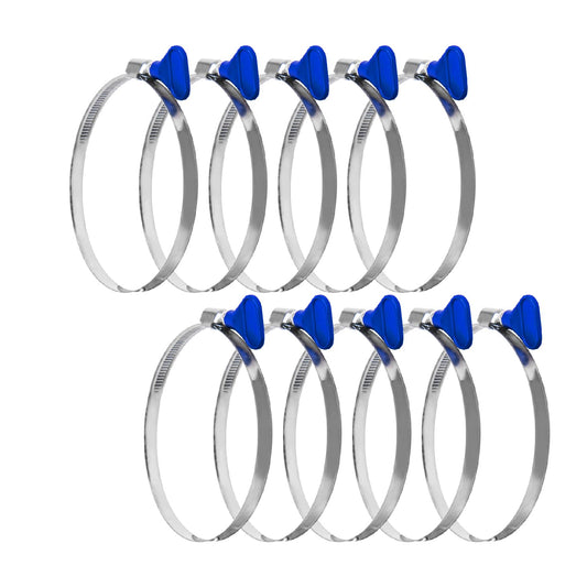 POWERTEC 70260 Abrazadera de manguera para llave de 4 pulgadas, llave de tornillo de pulgar ajustable de acero inoxidable para colectores de polvo y ventilación de secadora, paquete de 10