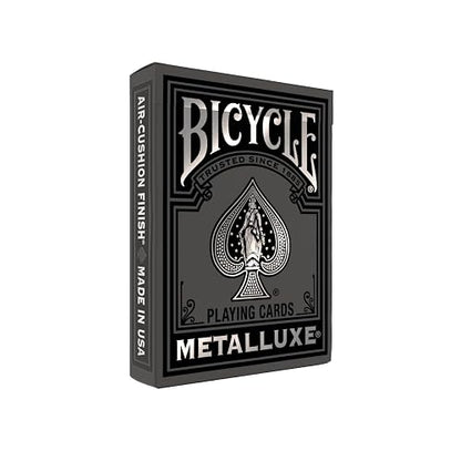Cartas de Juego de Metal Negro y Plateado para Bicicleta, Cubierta de Metal de Alta Calidad, tamaño de póquer clásico, diseño de Lujo Coleccionable, Ideal para la Noche de Juego, Regalo y Relleno de