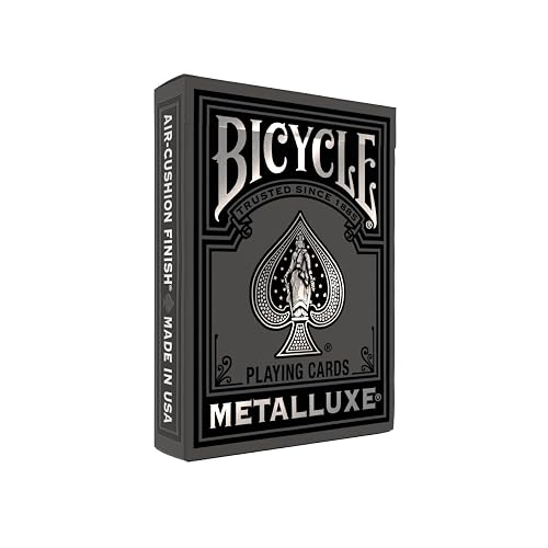 Cartas de Juego de Metal Negro y Plateado para Bicicleta, Cubierta de Metal de Alta Calidad, tamaño de póquer clásico, diseño de Lujo Coleccionable, Ideal para la Noche de Juego, Regalo y Relleno de