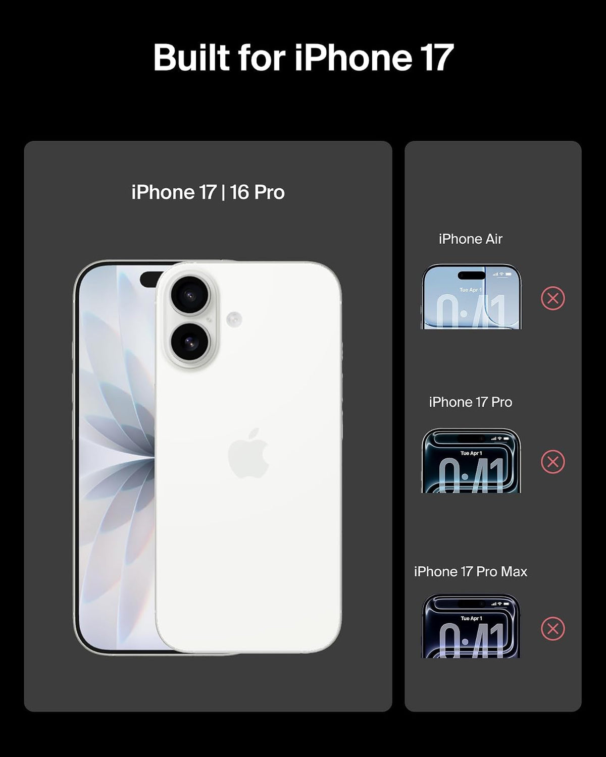 Belkin ScreenForce Protector de visualización de vidrio templado para iPhone 17/16 Pro, protección contra impactos resistente a los arañazos con bandeja de alineación fácil para aplicación sin
