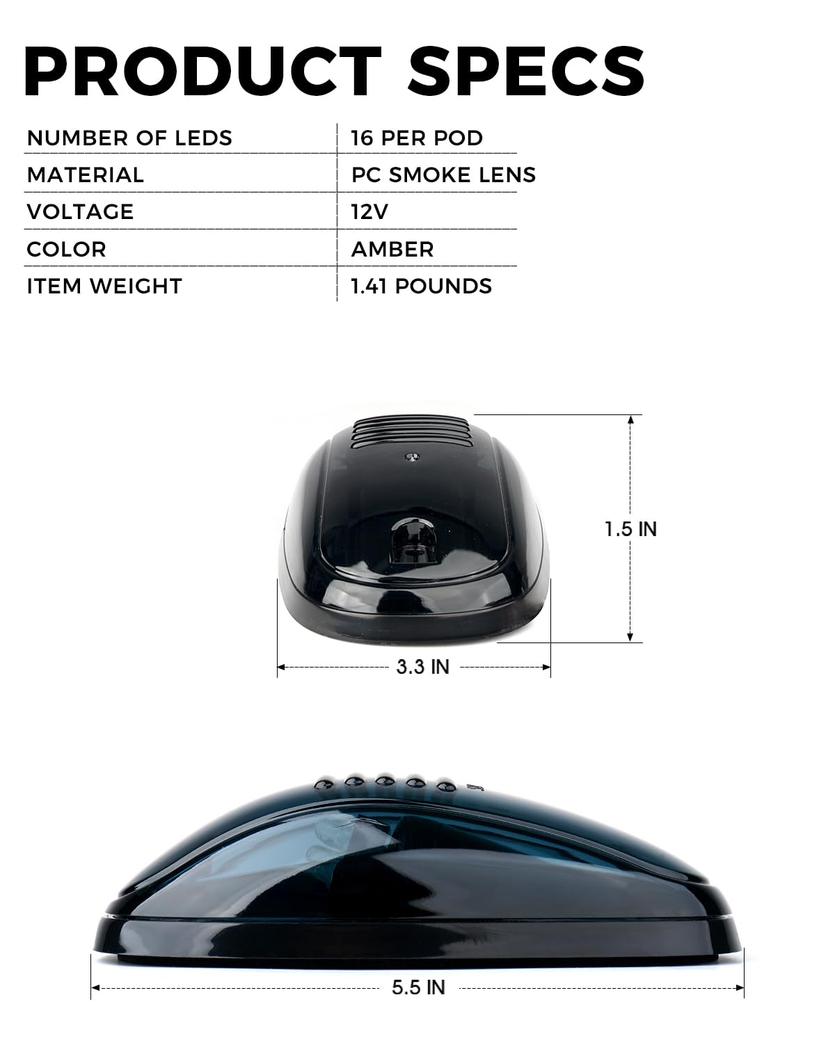 Xprite Juego de Luces de Marcha con 16 LED Color Ámbar para Camionetas SUV SL-745N-G3-Y
