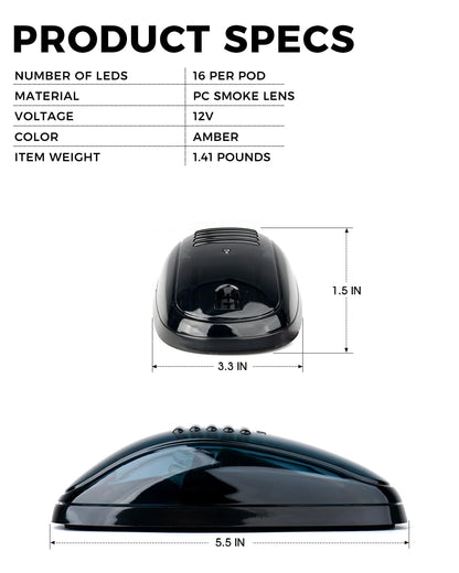 Xprite Juego de Luces de Marcha con 16 LED Color Ámbar para Camionetas SUV SL-745N-G3-Y