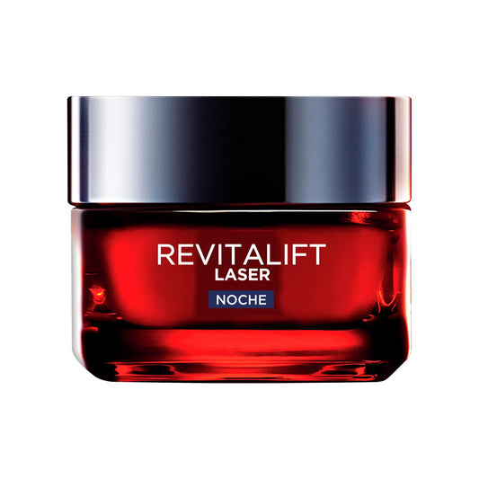 L'Oreal Paris Revitalift Laser Crema de Noche Triple Acción Anti-Edad, Corrige Arrugas, Firmeza, Luminosidad y Unifica el Tono, Pro-Retinol y Vitamina C, 50ml.