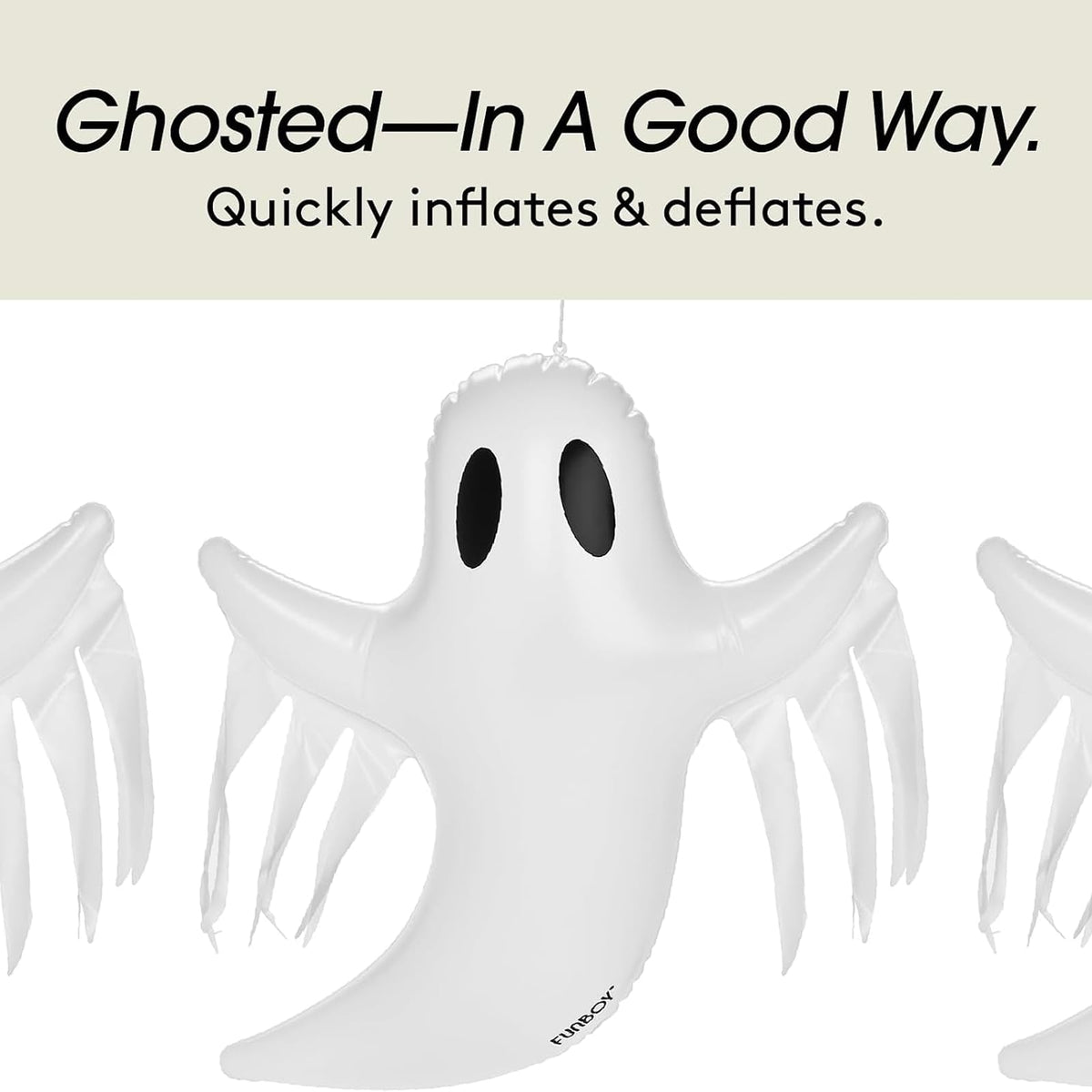 FUNBOY - Decoración Colgante de Fantasma de Halloween (Paquete de 3) – Incluye ventosas y Perchas, Decoraciones espeluznantes para Interiores y Exteriores