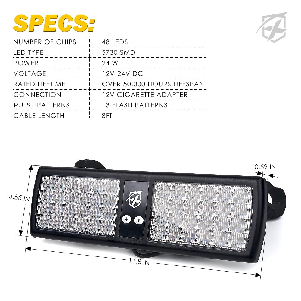 Xprite luces intermitentes estroboscópicas con visor LED ámbar blanco para camiones