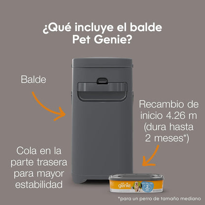 Pet Genie Sistema de desechos para Perros Bote de Basura con Control de olores y Tapa de Bloqueo para una Limpieza fácil | Incluye 1 Recambio