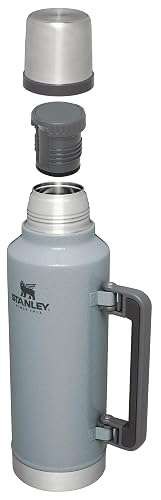 Stanley Classic - Botella de boca ancha aislada al aspiradora, color plateado martillo, termo de acero inoxidable 18/8, sin BPA, para bebidas frías y calientes, 2 cuartos de galón