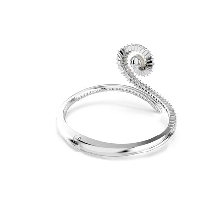 Swarovski Brazalete ariana grande x, crystal pearl, talla baguette, blanco, baño de rodio