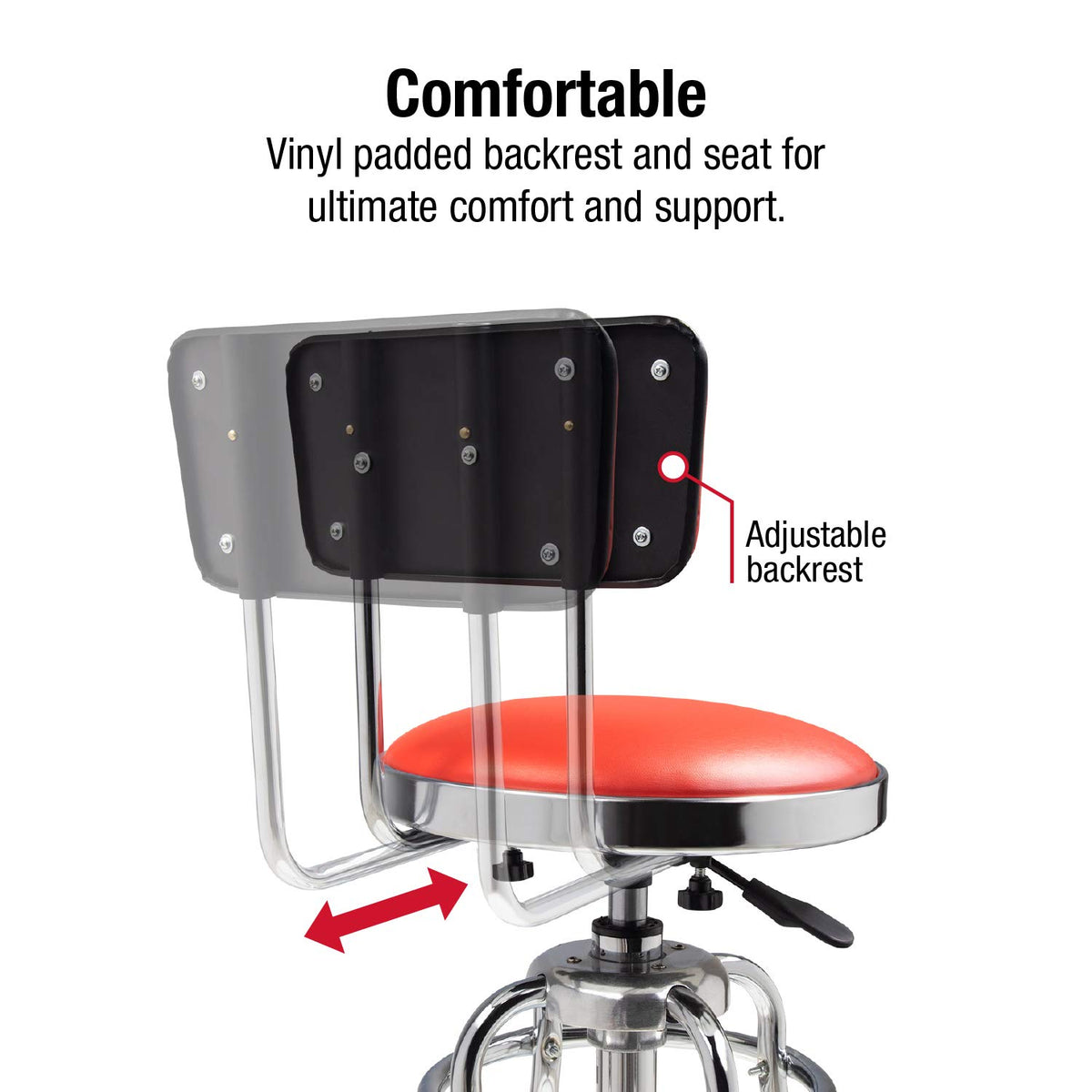 Sunex 8516 Hydraulic Shop Stool, Chrome