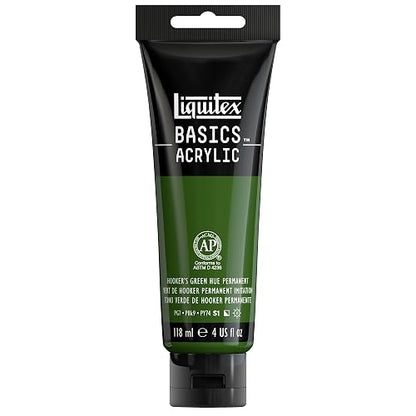 Liquitex Basics Acrylic Pintura Acrílica, Verde (Hooker’s Green Hue Permanent 224), Tubo de 4 oz