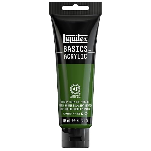 Liquitex Basics Acrylic Pintura Acrílica, Verde (Hooker’s Green Hue Permanent 224), Tubo de 4 oz