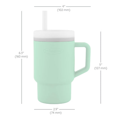 INFANTINO My 1st Tumbler - Taza pequeña con popote a prueba de fugas y asa para niños pequeños, fácil de limpiar, 255 ml, menta fresca