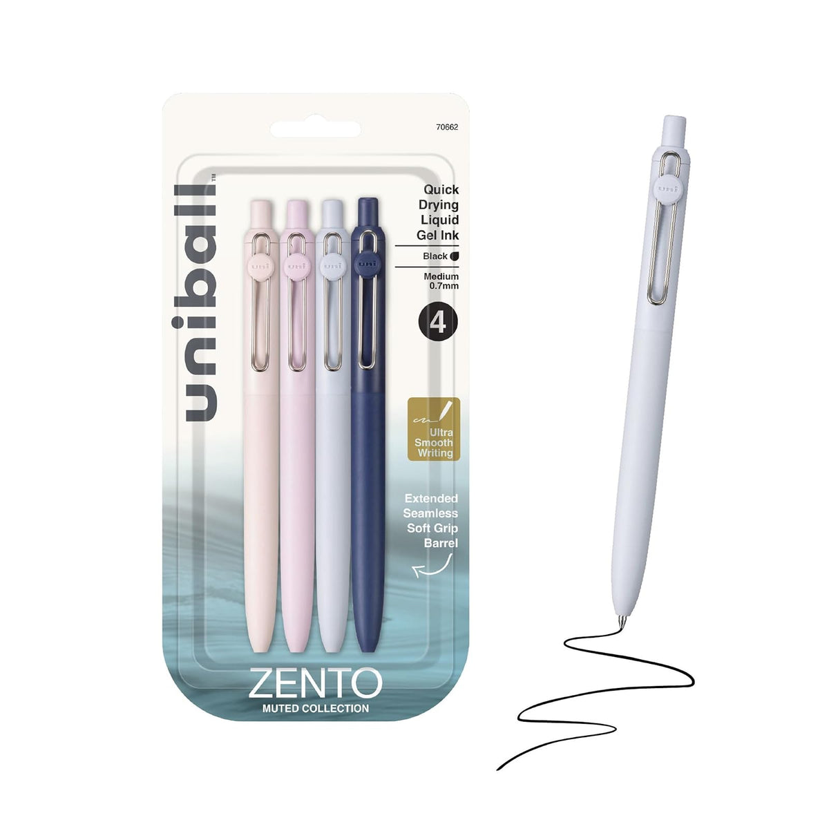 Uni-ball Zento Bolígrafos de Gel Retráctiles, Punta 0.7 mm - 1 Count (Pack of 4) - Tenue