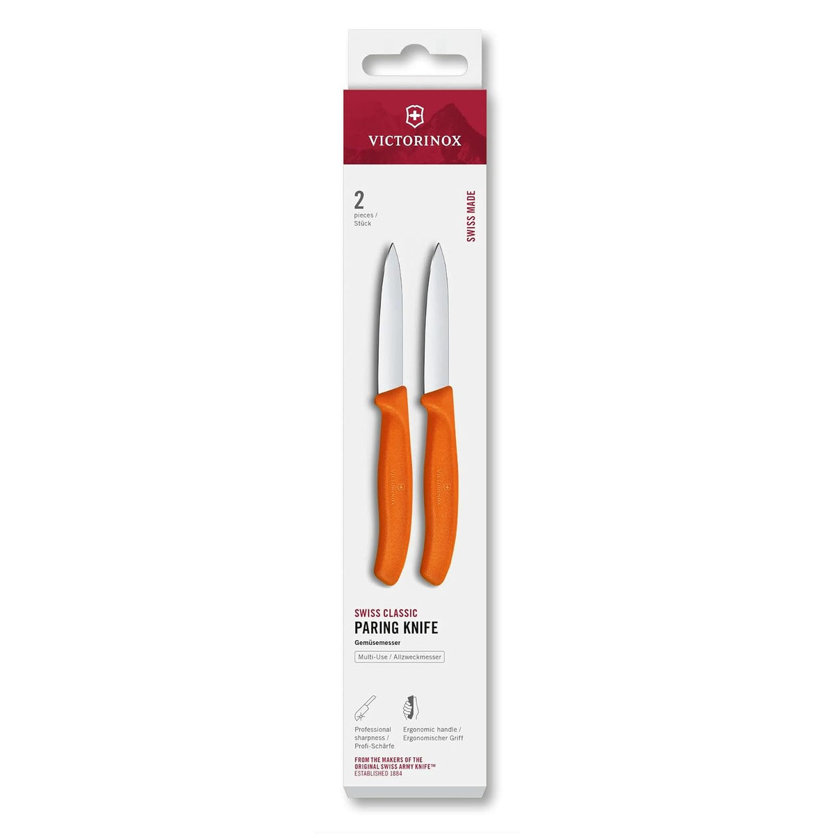 Set de Cuchillos Mondadores Swiss Classic, Filo Recto, Hoja 8 cm, Naranja
