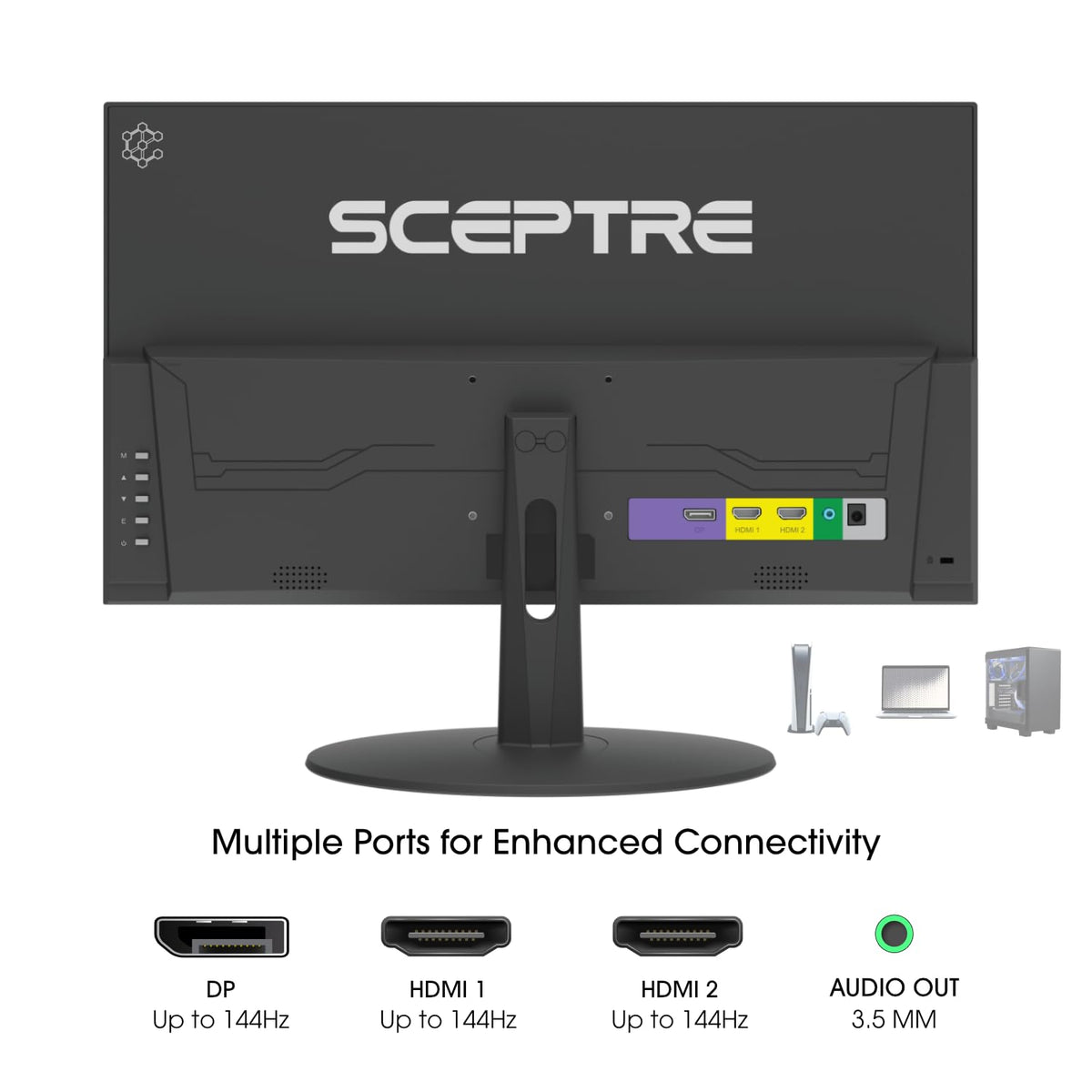 Sceptre Nuevo Monitor para Juegos de 22 Pulgadas, FHD 1080p, hasta 144Hz, HDMI, DisplayPort, Altavoces Integrados, Negro máquina (E225W-FW144 Series, 2026)